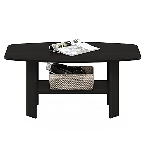 Furinno Simple Design Coffee Table, Espresso | Small Side Table wih Open Shelf, Tabletop with Soft Edges, for Living Room, Home Office, - color: Espresso, size: Rectangular