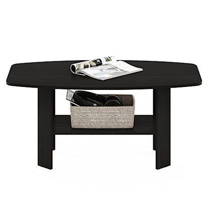 Furinno Simple Design Coffee Table, Espresso | Small Side Table wih Open Shelf, Tabletop with Soft Edges, for Living Room, Home Office, - color: Espresso, size: Rectangular