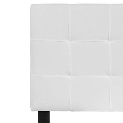 EMMA + OLIVER White Full Quilted Tufted Headboard | Adjustable Bed Rail Slots, Fabric Upholstered - color: White, size: Full