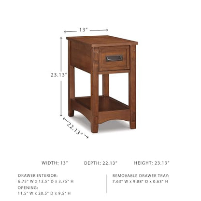 Signature Design by Ashley Breegin Narrow Sofa Side End Table, Brown, 13" - color: Brown