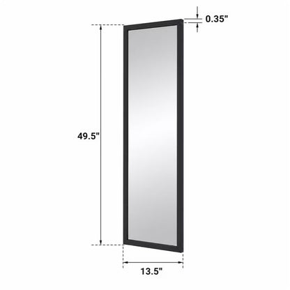 13.5"x49.5" Black Modern Full Length Door Mirror for Bedroom Living Room | Sleek Modern Frame; Space Saving Door Mount; Wide Full-body Reflection; Indoor Decor Compatibility