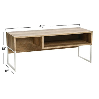 Household Essentials Coastal Oak & White Iron Wrap TV Stand - color: Coastal Oak Finish, style: TV Stand