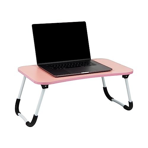 Mind Reader Lap Desk Laptop Stand, Bed Tray, Folding Legs, Couch Table, Portable, MDF, 23.25" L x 13.75" W x 10.5" H, Pink - color: Pink
