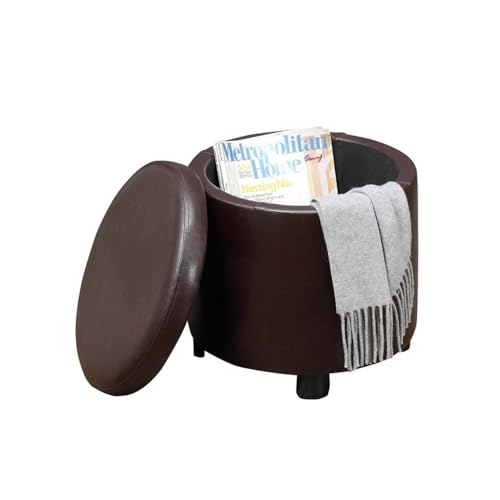 Designs4Comfort Round Accent Storage Ottoman with Reversible Tray Lid - color: Espresso