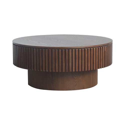 JUSTONE 31.5" Round Coffee Table,Farmhouse Wood Coffee Table with Storage for LivingRoom,Apartment,Office,Walnut - color: 31.5'' - Walnut-6