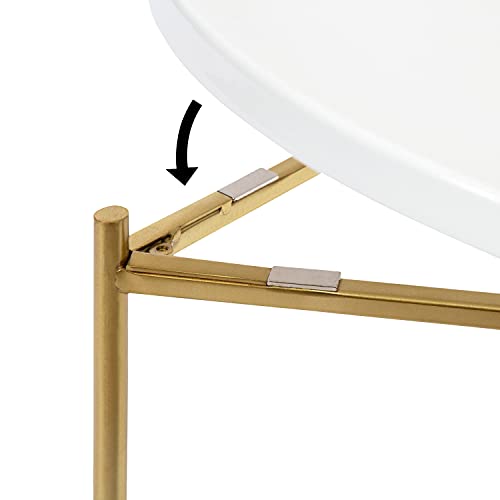 Kate and Laurel Ulani Modern Nesting Coffee Table, Set of 2, White and Gold, Glam Coffee Table Set for Storage and Display - color: White/Gold