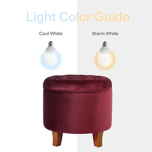 HomePop 19" Velvet Button Tufted Round Storage Ottoman - Burgundy - color: Burgundy