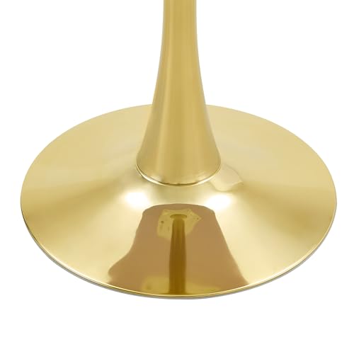 23.6" Round Dining Table, Mid-Century Modern Tulip Table with Thickened Tabletop & Metal Pedestal, Circle Bistro Table for Kitchen, Small Places, Apartments, Cafe - color: Wood Gold, size: 23.6" dining table