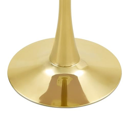 23.6" Round Dining Table, Mid-Century Modern Tulip Table with Thickened Tabletop & Metal Pedestal, Circle Bistro Table for Kitchen, Small Places, Apartments, Cafe - color: Wood Gold, size: 23.6" dining table