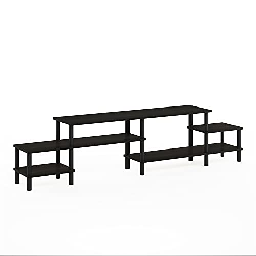 Furinno BESI TV Stand, No Tools Assembly Industrial Style Entertainment Center, TV Console for TV up to 46 Inch, for Living Room, Bedroom, Dark Oak - color: Dark Oak