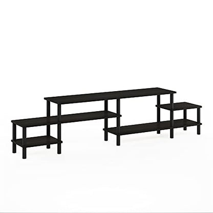 Furinno BESI TV Stand, No Tools Assembly Industrial Style Entertainment Center, TV Console for TV up to 46 Inch, for Living Room, Bedroom, Dark Oak - color: Dark Oak