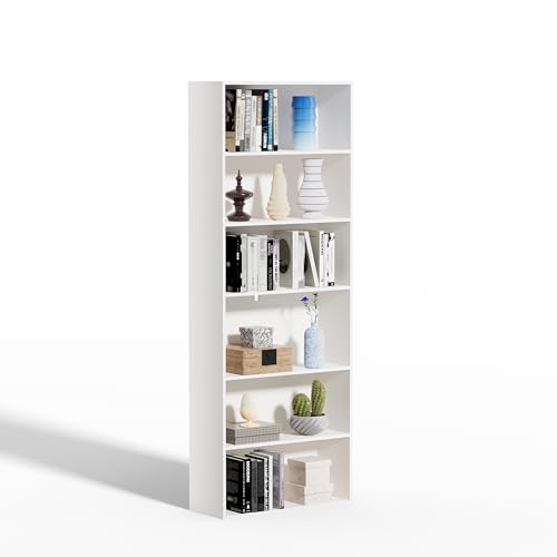 6 Tier Book Shelf，Wooden 6 Cube Storage Organizer,6 Tier Low Bookcase Storage Display Organizer, 64 Inch Versatile Cubes Shelf and Cubby Unit for Any Space (White, 6 Cube-W(23.6inch) - color: White, size: 6 Cube