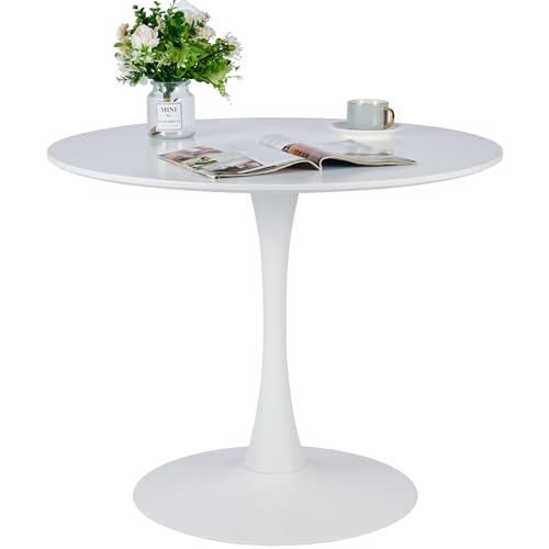 VONLUCE Round Dining Table, 36 Inch Tulip Table with MDF Top and Steel Base, Small Pedestal Table for Dining Room Kitchen Living Room More, Modern Bistro Table Kitchen Table with 220lb Capacity, White - color: 36'' White Round
