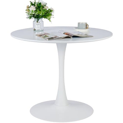 VONLUCE Round Dining Table, 36 Inch Tulip Table with MDF Top and Steel Base, Small Pedestal Table for Dining Room Kitchen Living Room More, Modern Bistro Table Kitchen Table with 220lb Capacity, White - color: 36'' White Round