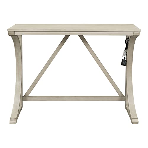 3 Piece Counter Height Dining Table Set with 2 Stools, 47.2 Inch Breakfast Nook Table for Small Spaces, Solid Wood Frame, Farmhouse Apartment Kitchen Set,White - color: White