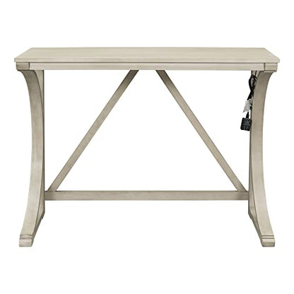 3 Piece Counter Height Dining Table Set with 2 Stools, 47.2 Inch Breakfast Nook Table for Small Spaces, Solid Wood Frame, Farmhouse Apartment Kitchen Set,White - color: White