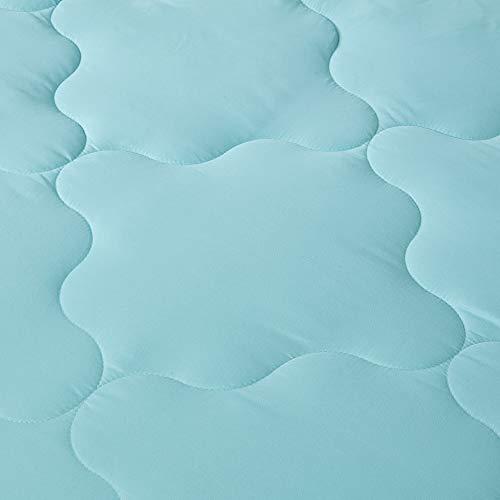 Comfort Spaces Vixie Reversible Comforter Set - Trendy Casual Geometric Quilted Cover, All Season Down Alternative Cozy Bedding, Matching Sham, Aqua/Gray, Full/Queen 3 piece | Down Alternative, All Season, Bedding for Bedroom, Geometric Pattern, Reversibl