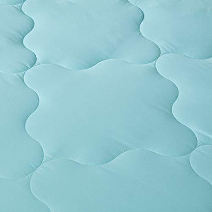 Comfort Spaces Vixie Reversible Comforter Set - Trendy Casual Geometric Quilted Cover, All Season Down Alternative Cozy Bedding, Matching Sham, Aqua/Gray, Full/Queen 3 piece | Down Alternative, All Season, Bedding for Bedroom, Geometric Pattern, Reversibl