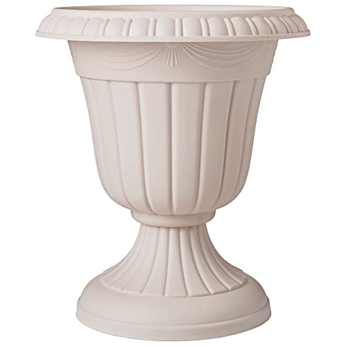 Arcadia Garden Products PL00TP Classic Traditional Plastic Urn Planter, 16" x 18", Taupe - color: Taupe, size: 16" x 18"