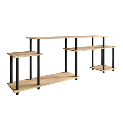 Simple 3-Tier TV Stand with Open Storage Shelves, for TVs up to 50", Light Oak - color: Light Oak