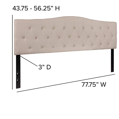 EMMA + OLIVER Tufted Upholstered King Size Headboard in Beige Fabric - color: Beige, size: King