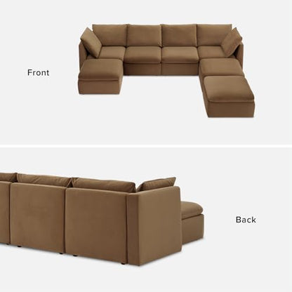 mopio Oversized Modular Sectional Sofa with Fully Removable Covers and Storage, Convertible U & L Shaped Sectionals, Modern Cloud Couch with Ottoman Chaise (Hazelnut Velvet, 7 Seats, U) - color: [Gen 2] Hazelnut Velvet, size: 7 Seats, U