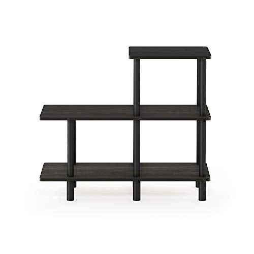 Furinno Turn-N-Tube 3-Tier Cube Ladder Shelf, Espresso/Black | Book Shelf, Accent Display Shelf, Open Shelves, Round Tubes, for Organization and Storage, Living Room, Garage, Home Office - color: Espresso/Black, style: 3-Tiers, Cube Ladder
