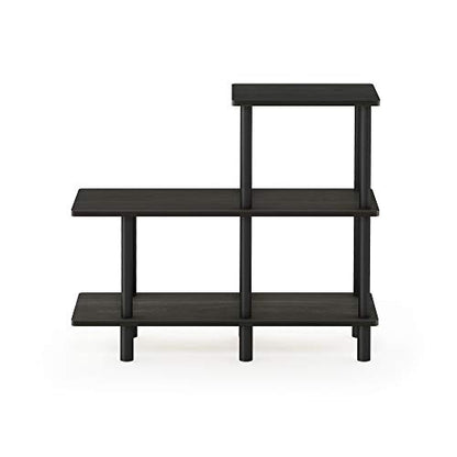 Furinno Turn-N-Tube 3-Tier Cube Ladder Shelf, Espresso/Black | Book Shelf, Accent Display Shelf, Open Shelves, Round Tubes, for Organization and Storage, Living Room, Garage, Home Office - color: Espresso/Black, style: 3-Tiers, Cube Ladder