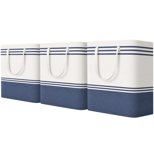 TranquilRelax 3-Pack Laundry Basket, Laundry Hamper, Blue-100L | Freestanding＆Water-Resistant Laundry Hamper, Collapsible Tall Clothes Hamper with Carry Handles for Clothes, Laundry Basket - color: Blue, size: 100L