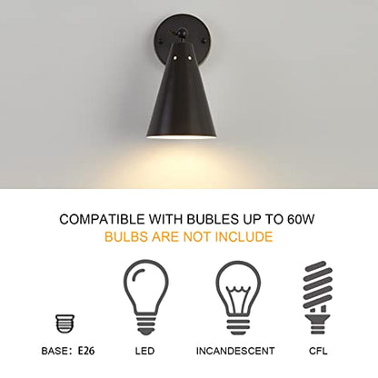Oil Rubbed Bronze Farmhouse Wall Sconces Set of Two, Rustic Adjustable Interior Sconce Light Fixture Hardwired with Metal Shade,Indoor Industrial Lamp for Hallway,Bedroom,Living Room - color: Oil-Rubbed Bronze