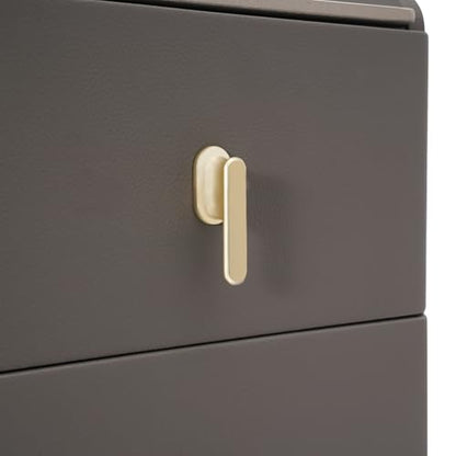 Night Stand, Modern Nightstand with Solid Wood Drawers, Tall Bedside Tables with Carbon Steel Legs, Slim Bedside Cabinet for Small Spaces, 12 W x 16 D x 23 H Inches (Gray) - color: Grey