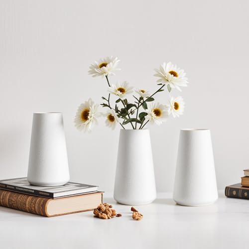 Modern White Small Ceramic Vase Set of 6 for Living Room Bedroom 5.9'' Minimalist Fresh Flower Vases for Home Decor Office Fireplace Centerpieces Nordic Style Gift for Fake Plant 6 Pack - color: 6 Pack White - Style 1