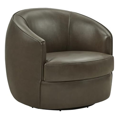 CHITA Genuine Leather Swivel Barrel Chair, Fully Assembled, Mink Brown | Modern Armchair with FSC Certified Wood Frame, Living Room Chair for bedroom & office, 31.5"Dx32.3"Wx28.7"H, 350 Lbs Capacity - color: Mink Brown - Genuine Leather