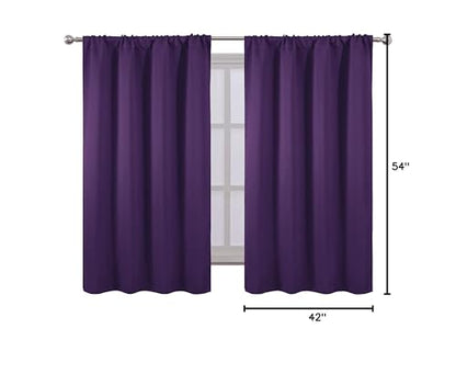 Purple Blackout Curtains/42 x 54 Inch/Set of 2 Panels Room Darkening Curtains for Bedroom - color: Purple, size: 42"W x 54"L (Pack of 2)