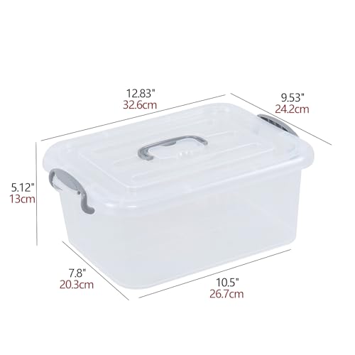 Kekow 2-Pack Clear Storage Latch Box, Plastic Containers with Lids, 8 L
