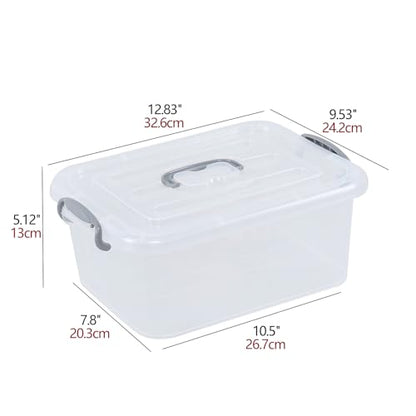 Kekow 2-Pack Clear Storage Latch Box, Plastic Containers with Lids, 8 L