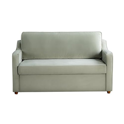 Serta® Santa Cruz 62.2" Convertible Loveseat, Full-Size, Recessed Track Arms, Dream Coil® Comfort, Fingerguard® Pinch Point Protection, Soft Velvet Fabric, Sage