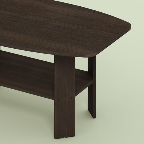 Gurney Coffee Table with Shelf for Living Room, Cocoa - color: Cocoa