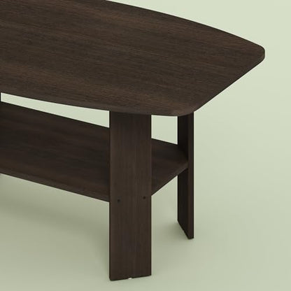 Gurney Coffee Table with Shelf for Living Room, Cocoa - color: Cocoa