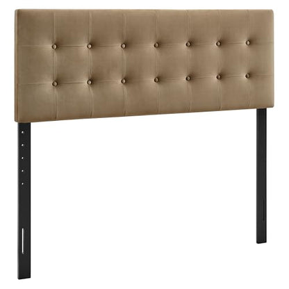Modway Emily King Size Performance Velvet Headboard in Taupe - Stain-Resistant Velvet Upholstery with Button Tufting and 7 Adjustable Height Positions - color: Taupe, size: King