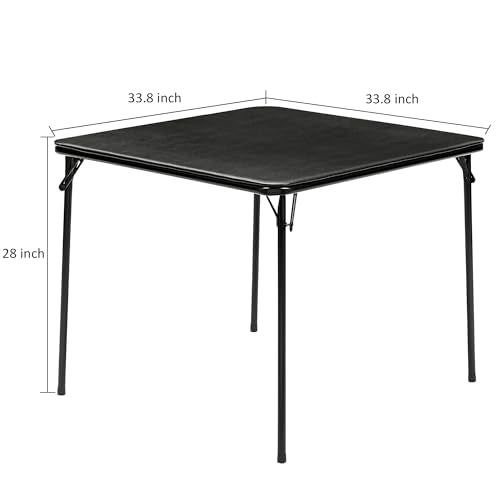 VECELO 34'' Folding Card Table Square with Soft Padded Tabletop, Portable for Dining Room, Parties, Games, Puzzles, Black - color: Black, style: Folding Table