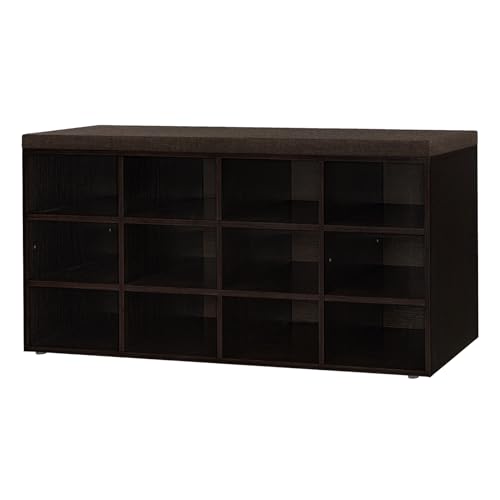 Shoe Storage Bench with Cushion, 40.9" Cubby Shoe Rack, 12-Cubby | Entryway Shoe Organizer Bench, Adjustable Shelves for Boots, Removable Washable Cushion, Closet/Hallway/Bedroom, Espresso - color: Espresso, size: 12 Cubby