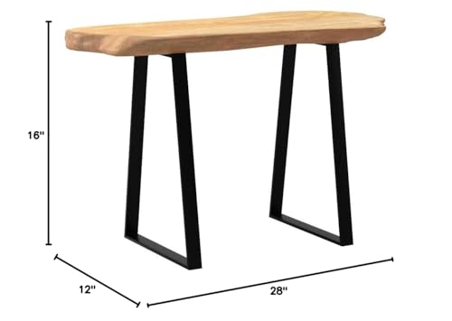 WELLAND Live Edge Cedar Entryway Bench with Metal Legs, 28" | Live edge cedar bench with sturdy metal legs adds natural warmth and functional seating to entryways and living spaces - color: Cedar Bench