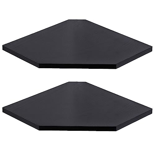 Fun Memories Corner Shelf Wall Mount, Floating Corner Shelves, Set of 2 Corner Wall Shelf Organizer, Rustic Wood Wall Storage Display Shelves for Living Room Bedroom Bathroom Kitchen, Classic Black - color: Black, size: 10.5" x 10.5", Set of 2