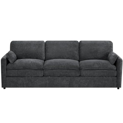 89" Chenille 3 Seats Sofa with 2 Pillows, Dark Grey | Modern Upholstered Sofa with Deeper Seats, Comfy Sofa with Thickened Cushions for Living Room, Apartment - color: Dark Grey, size: Sofa