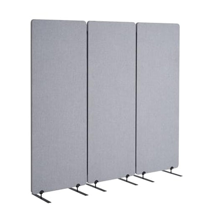 VEVOR 2FT Room Divider, 3 Panel PET Polyester Soundproof Room Screen, Folding Privacy Divider Portable Partition Divider for Room Separation, Freestanding Room Partitions for Office Study, Grey