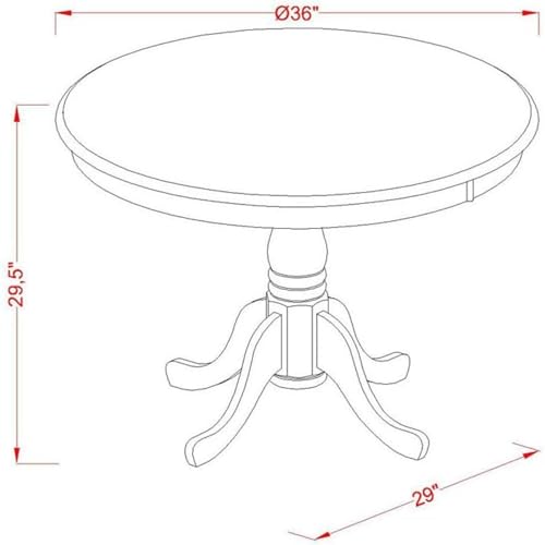East West Furniture AMT-NBK-TP Antique Mid-Century Modern Dining Table - a Round Dining Table Top with Pedestal Base, 36x36 Inch, Natural & Black - color: Amt-nbk-tp