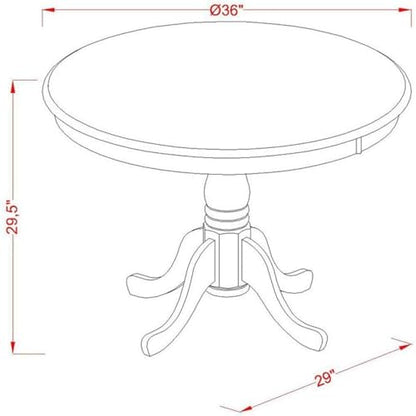 East West Furniture AMT-WBK-TP Antique Dining Table - a Round Wooden Table Top with Pedestal Base, 36x36 Inch, Walnut & Black - color: Walnut & Black