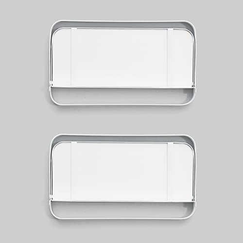WELLAND White Floating Shelves Set of 2, Small Fold Down Wall Shelf Folding Display Wall Shelves for RV, Camper, Loft, Bedside | White Wooden Board & Metal Frame | 12" W x 5" D x 7" H - color: White+white