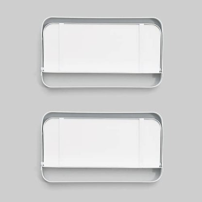 WELLAND White Floating Shelves Set of 2, Small Fold Down Wall Shelf Folding Display Wall Shelves for RV, Camper, Loft, Bedside | White Wooden Board & Metal Frame | 12" W x 5" D x 7" H - color: White+white